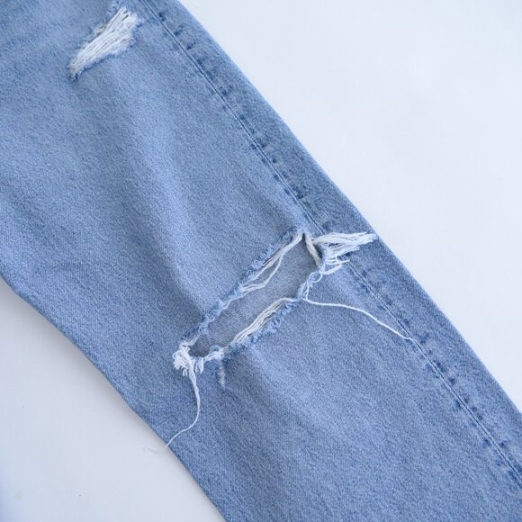 Agolde Los Angeles Loose Distressed 100% Cotton Light Wash Blue Denim 90s Jeans - Picture 7 of 14